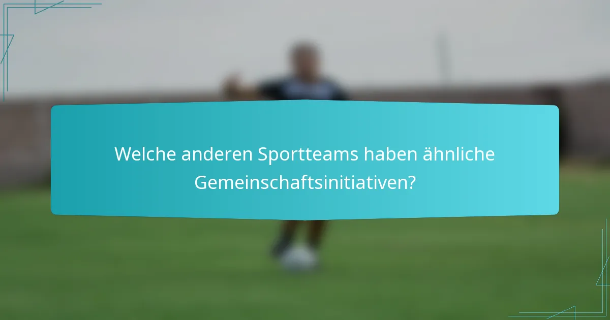 Welche anderen Sportteams haben ähnliche Gemeinschaftsinitiativen?