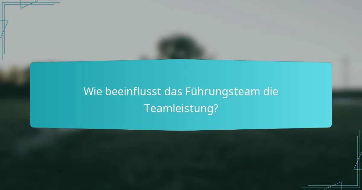 Wie beeinflusst das Führungsteam die Teamleistung?