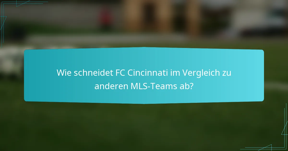 Wie schneidet FC Cincinnati im Vergleich zu anderen MLS-Teams ab?